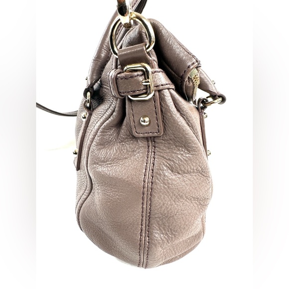 Kate Spade Taupe Pebbled Leather Medium Magnetic Flap Crossbody Bag Purse Brass - Picture 8 of 14